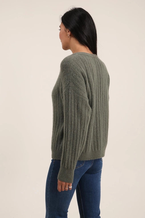 45% Baby Alpaca Round-Neck Button Cardigan