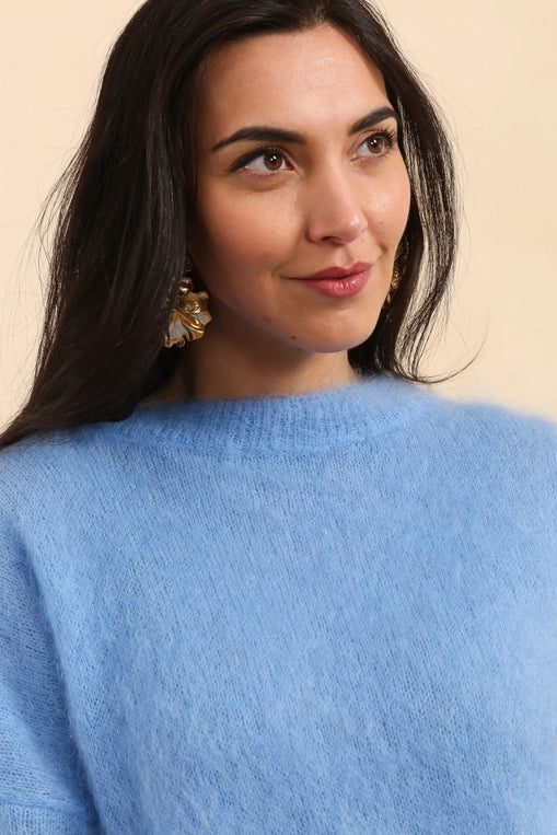 74% Kid Mohair Round - Neck Sweater
