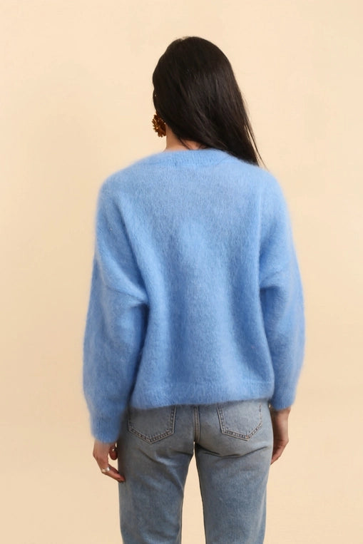 74% Kid Mohair Round - Neck Sweater