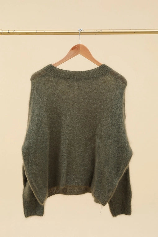 74% Kid Mohair Round - Neck Sweater