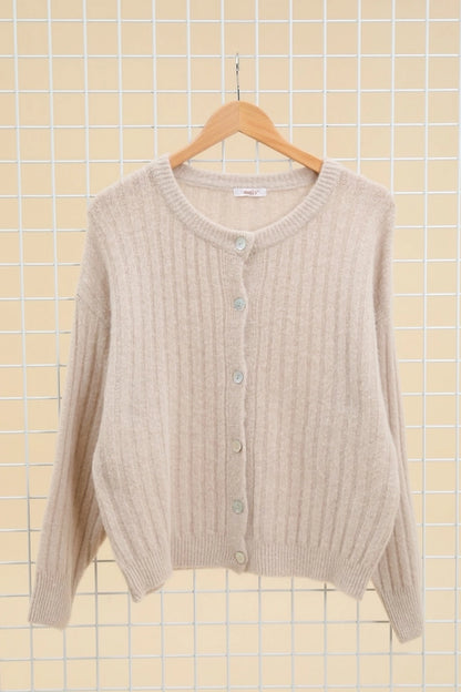 45% Baby Alpaca Round-Neck Button Cardigan
