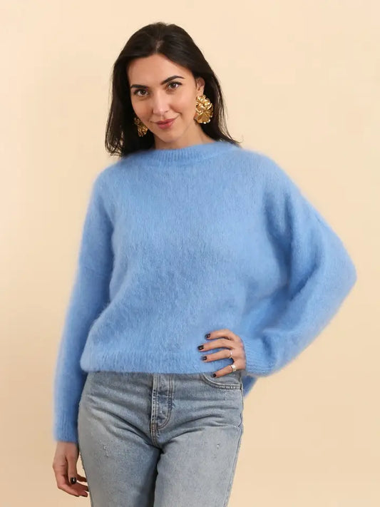 74% Kid Mohair Round - Neck Sweater